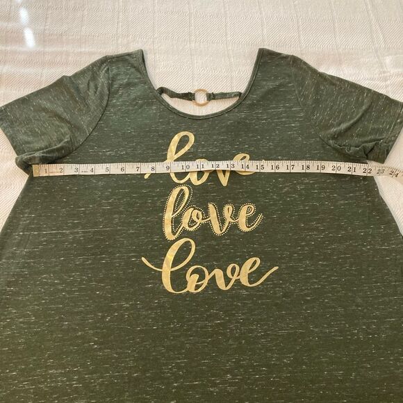 JESSE & J Green Gold Love Mini Dress Gold Strap Accent in the back 2X - Picture 6 of 11